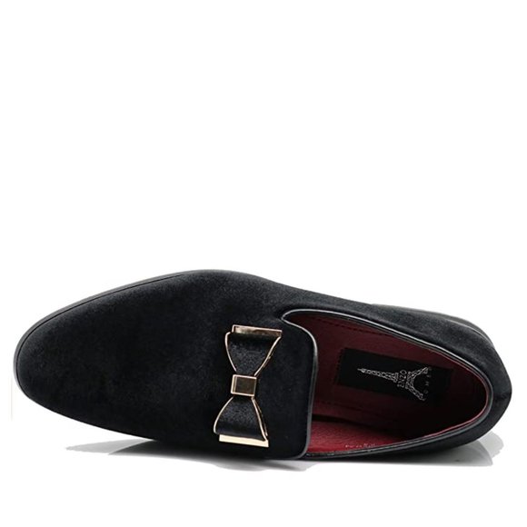 Men's Vintage Bow Tie Velvet Dress Loafers Slip On Fashion Shoes Classic Tuxedo - Picture 6 of 7